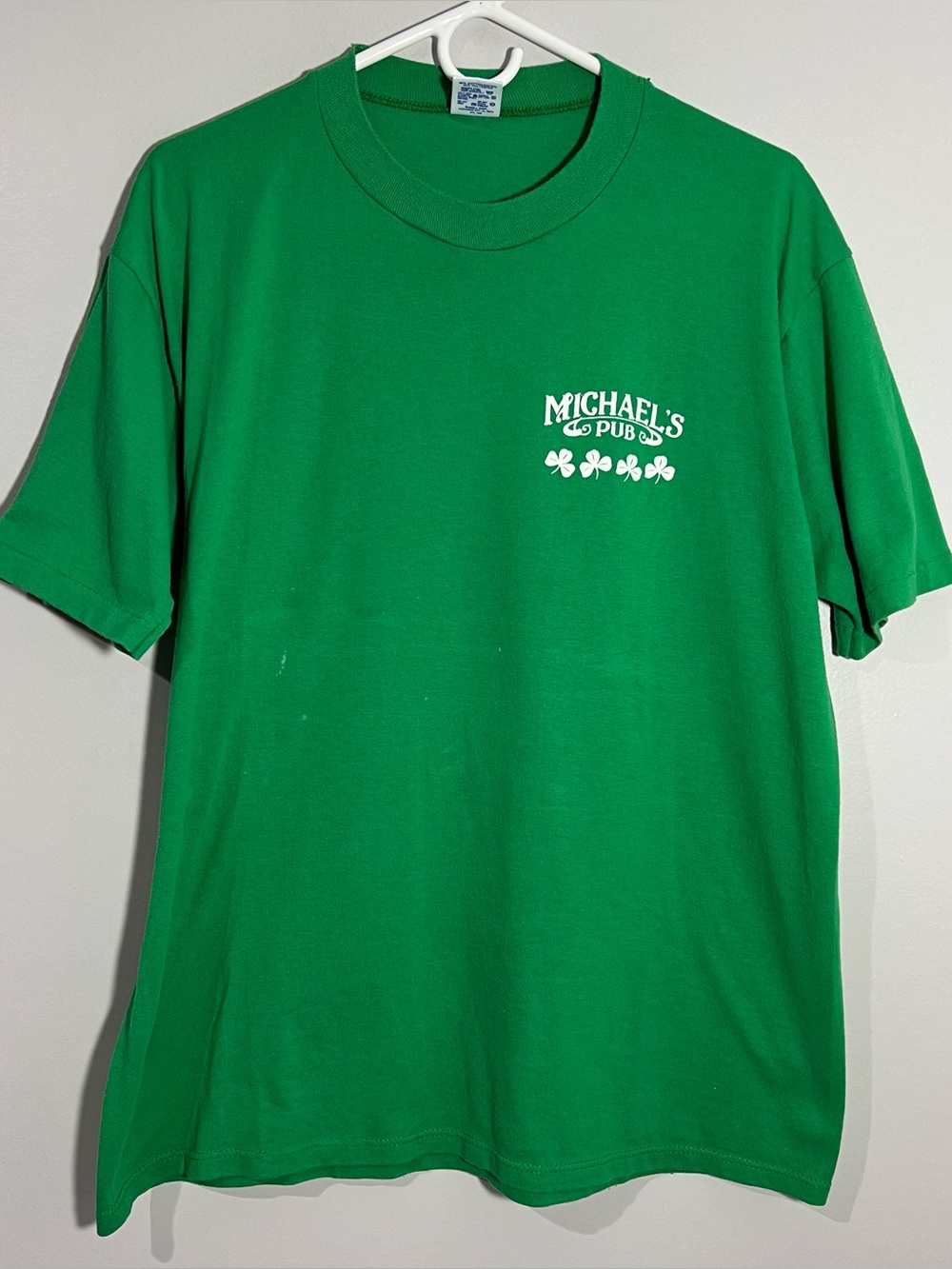 Vintage Jerzees Michaels Pub Bar Clover Green Short Sleeve T-Shirt Adult XL